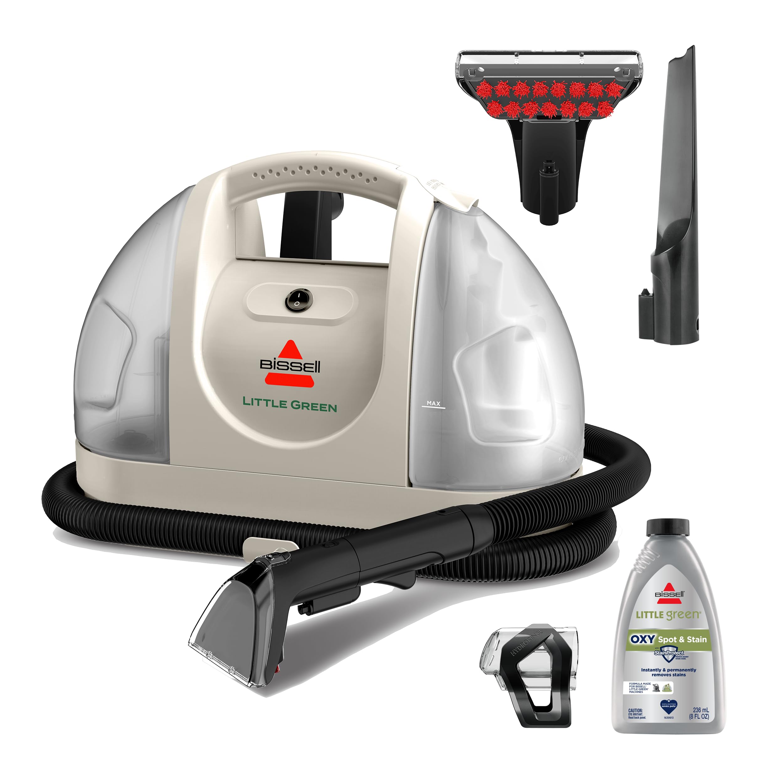 BISSELL Little Green Mini Portable Carpet and Upholstery Deep Cleaner, Car/Auto Detailer, with HydroRinse Self-Cleaning Tool and 4" Tough Stain Tool, Tea Green, 4075