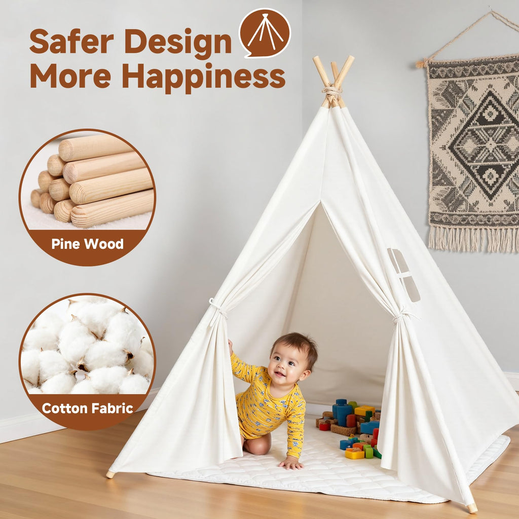 Kids Teepee Tent for Kids, Kid Play Tents for Girls & Boys, Gifts Playhouse for Indoor Outdoor Games, Toddler Toys House for Baby (Tee Pee for Child)