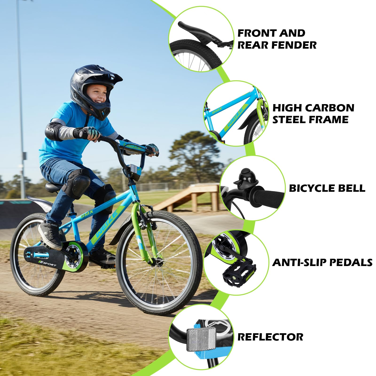 WEIZE Kids Bikes,Boy's Bike for Kids,BMX Style Bicycle for Boys Girls Ages 4-12 Years Old,Kids Bicycle with Adjustable Seat,Training Wheels,Front and Rear Fender,Multiple Color Options
