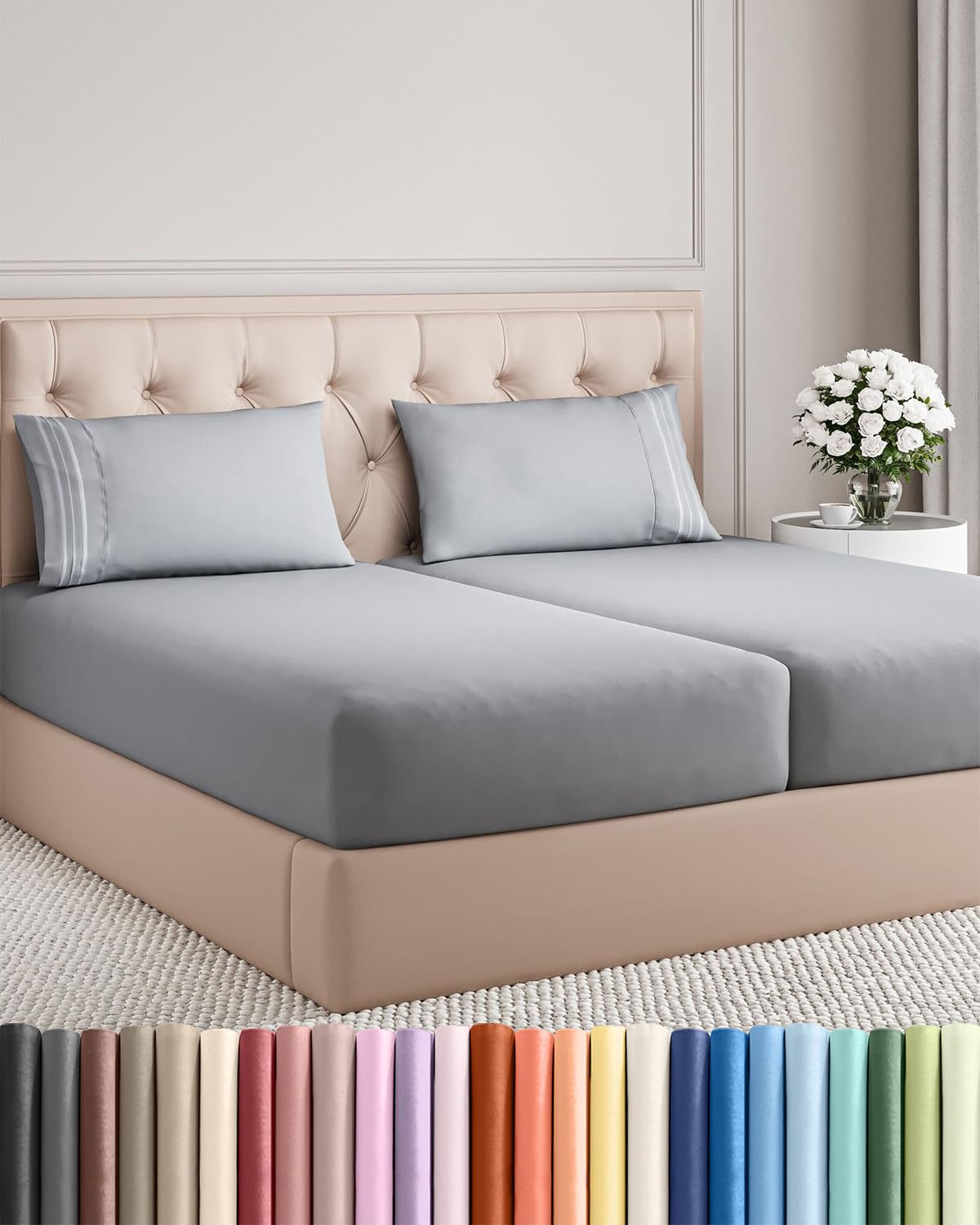 Queen Size 4 Piece Sheet Set - Comfy Breathable & Cooling Sheets - Hotel Luxury Bed Sheets for Women & Men - Deep Pockets, Easy-Fit, Extra Soft and Wrinkle Free Sheets - White Oeko-Tex Bed Sheet Set