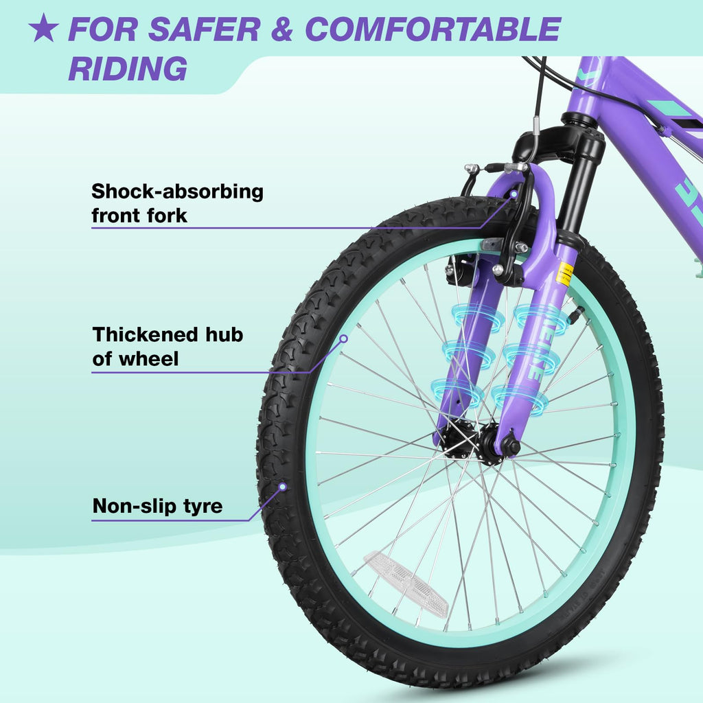 WEIZE 20 24 Inch Kids Mountain Bike,Kids Bike for Girls Age 6-14 Year Old,6 Speed Kid Bicycle with Front Suspension Fork,Adjustable Seat Height,High-Carbon Steel Frame,Ideal for Girl Adventurers
