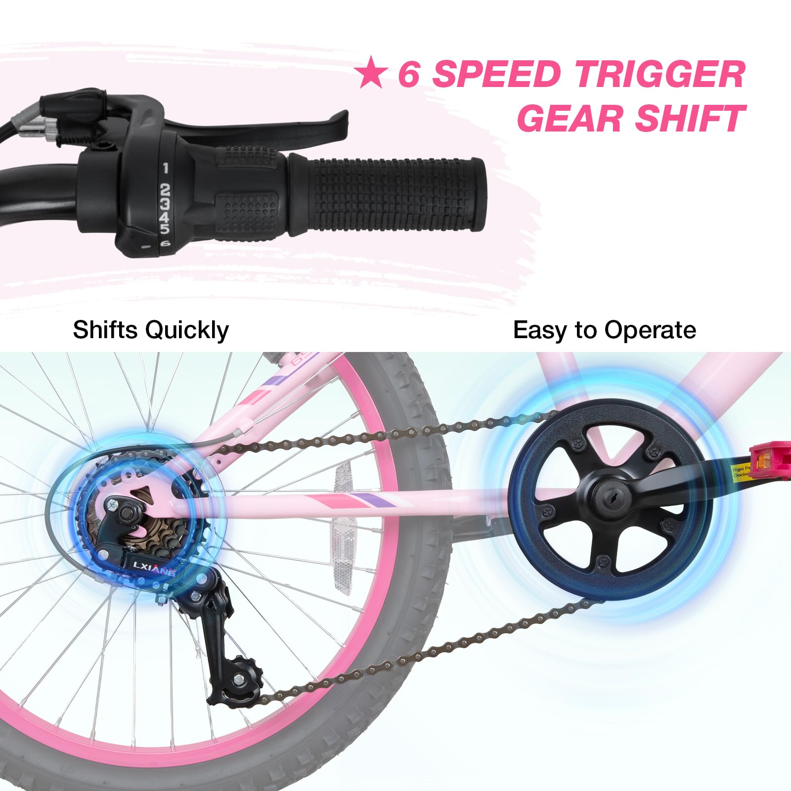 WEIZE 20 24 Inch Kids Mountain Bike,Kids Bike for Girls Age 6-14 Year Old,6 Speed Kid Bicycle with Front Suspension Fork,Adjustable Seat Height,High-Carbon Steel Frame,Ideal for Girl Adventurers