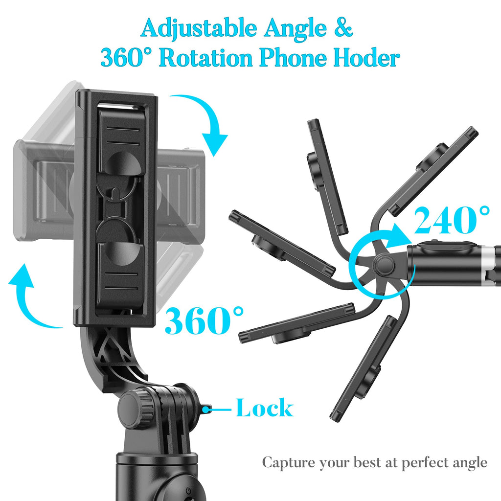 Selfie Stick Tripod, All in One Extendable & Portable iPhone Tripod Selfie Stick with Wireless Remote Compatible with iPhone 17 16 15 14 13 12 pro Xs Max, Galaxy Note10/S20/S10/OnePlus 9/9 PRO etc
