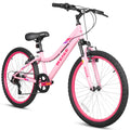 WEIZE 20 24 Inch Kids Mountain Bike,Kids Bike for Girls Age 6-14 Year Old,6 Speed Kid Bicycle with Front Suspension Fork,Adjustable Seat Height,High-Carbon Steel Frame,Ideal for Girl Adventurers