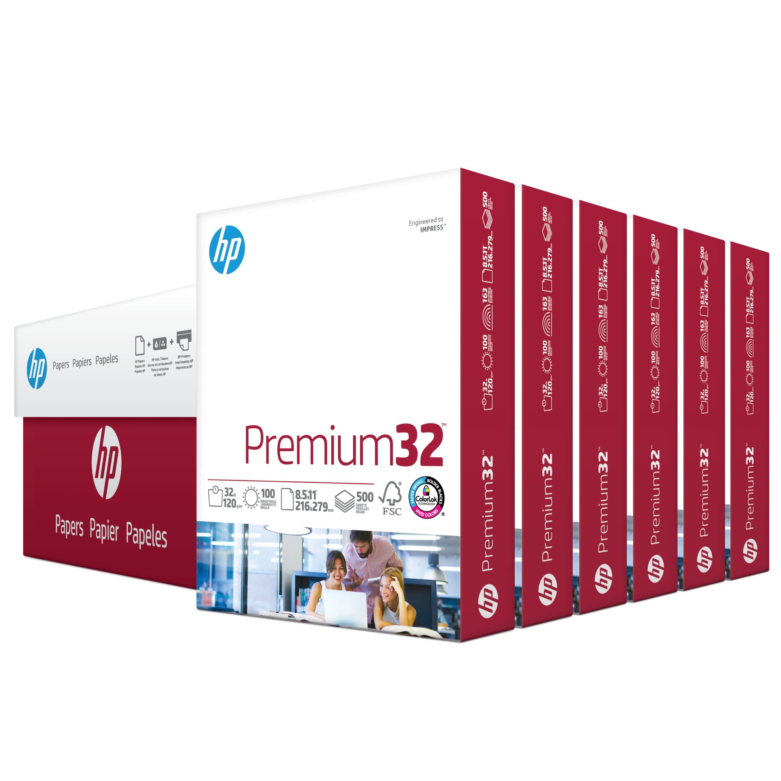 HP Paper Printer | 8.5 x 11 Paper | Premium 32 lb | 1 Ream - 500 Sheets | 100 Bright | Made in USA - FSC Certified | 113100R