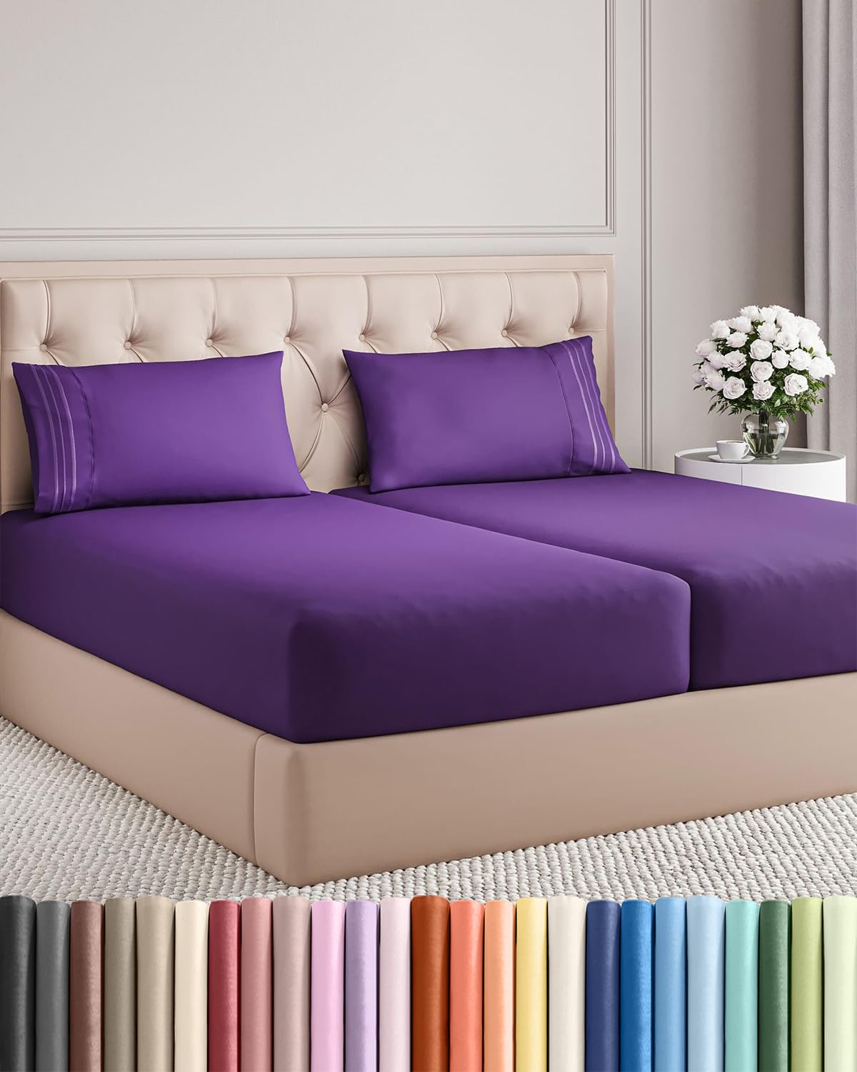Queen Size 4 Piece Sheet Set - Comfy Breathable & Cooling Sheets - Hotel Luxury Bed Sheets for Women & Men - Deep Pockets, Easy-Fit, Extra Soft and Wrinkle Free Sheets - White Oeko-Tex Bed Sheet Set