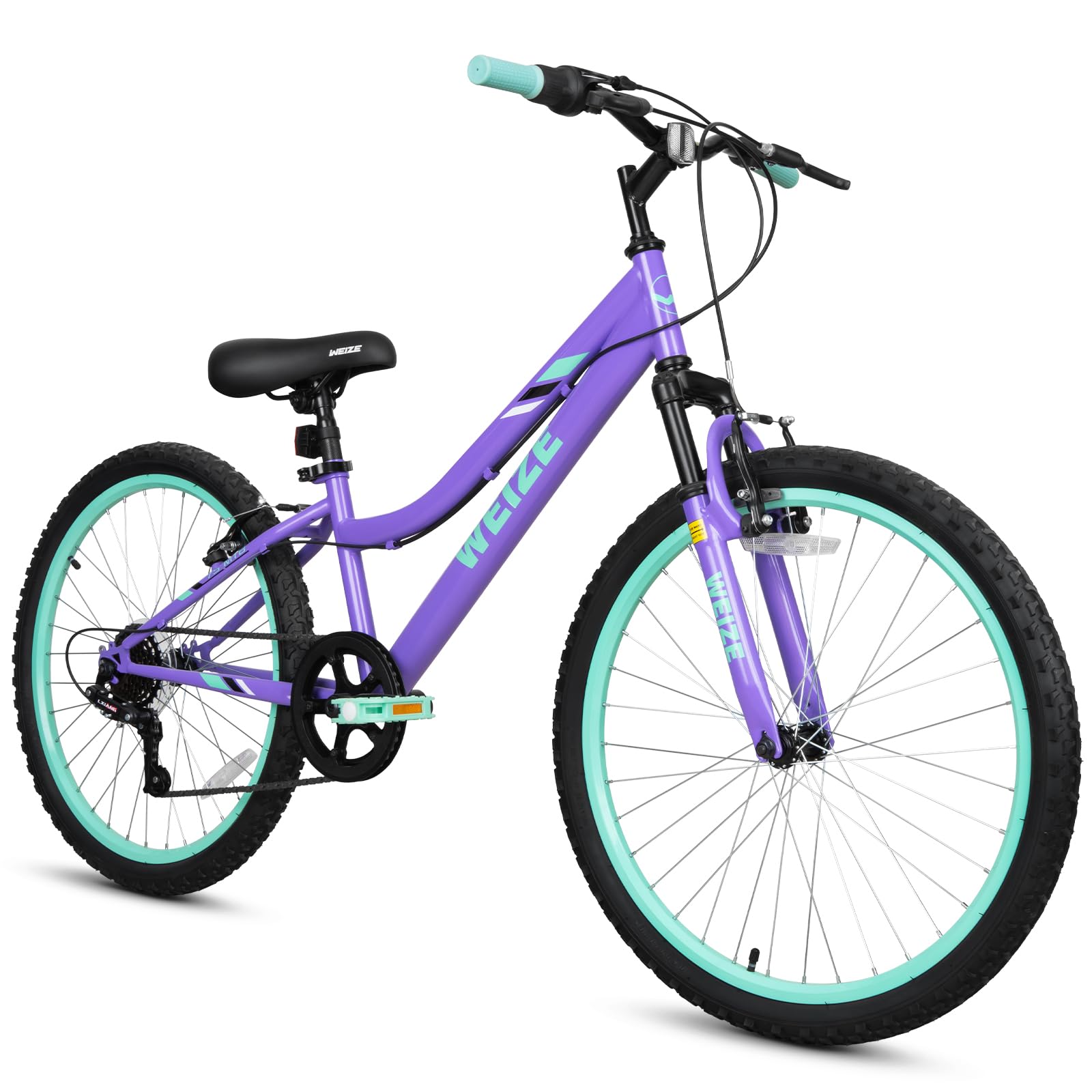 WEIZE 20 24 Inch Kids Mountain Bike,Kids Bike for Girls Age 6-14 Year Old,6 Speed Kid Bicycle with Front Suspension Fork,Adjustable Seat Height,High-Carbon Steel Frame,Ideal for Girl Adventurers