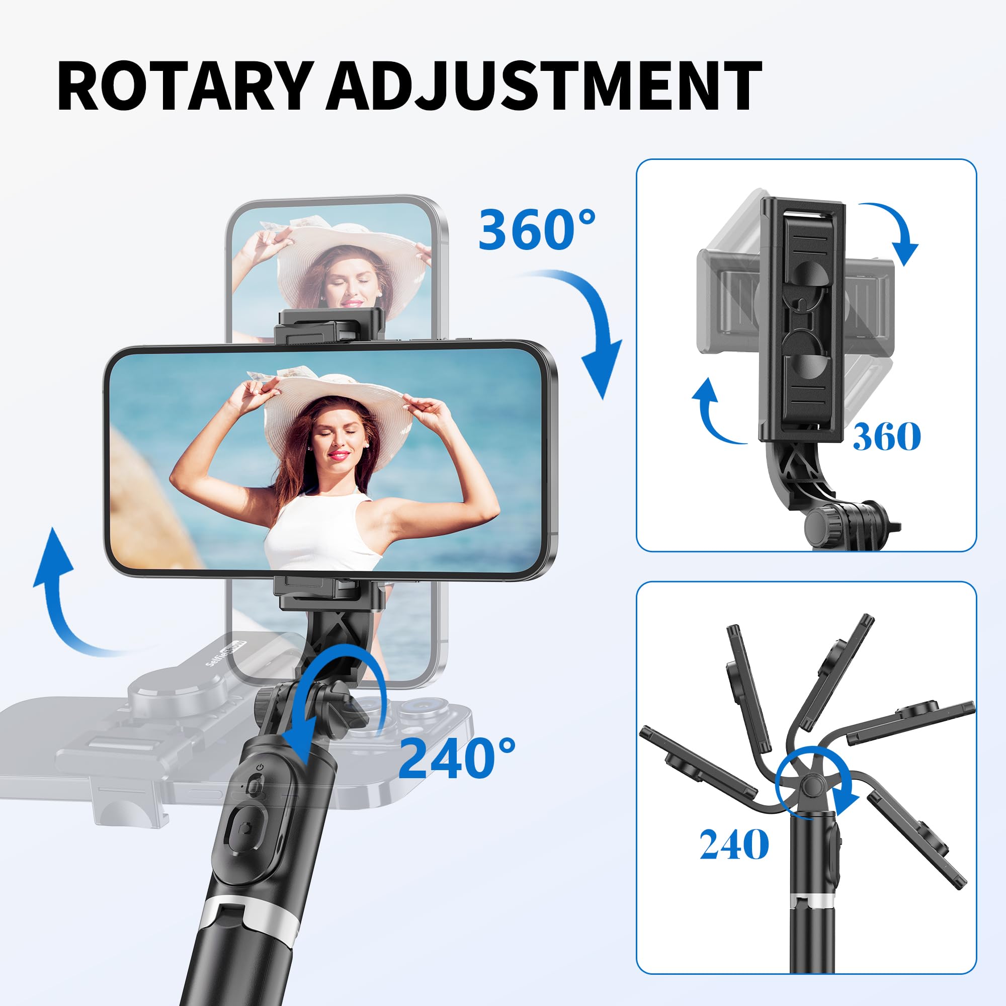 Selfie Stick Tripod, All in One Extendable & Portable iPhone Tripod Selfie Stick with Wireless Remote Compatible with iPhone 17 16 15 14 13 12 pro Xs Max, Galaxy Note10/S20/S10/OnePlus 9/9 PRO etc