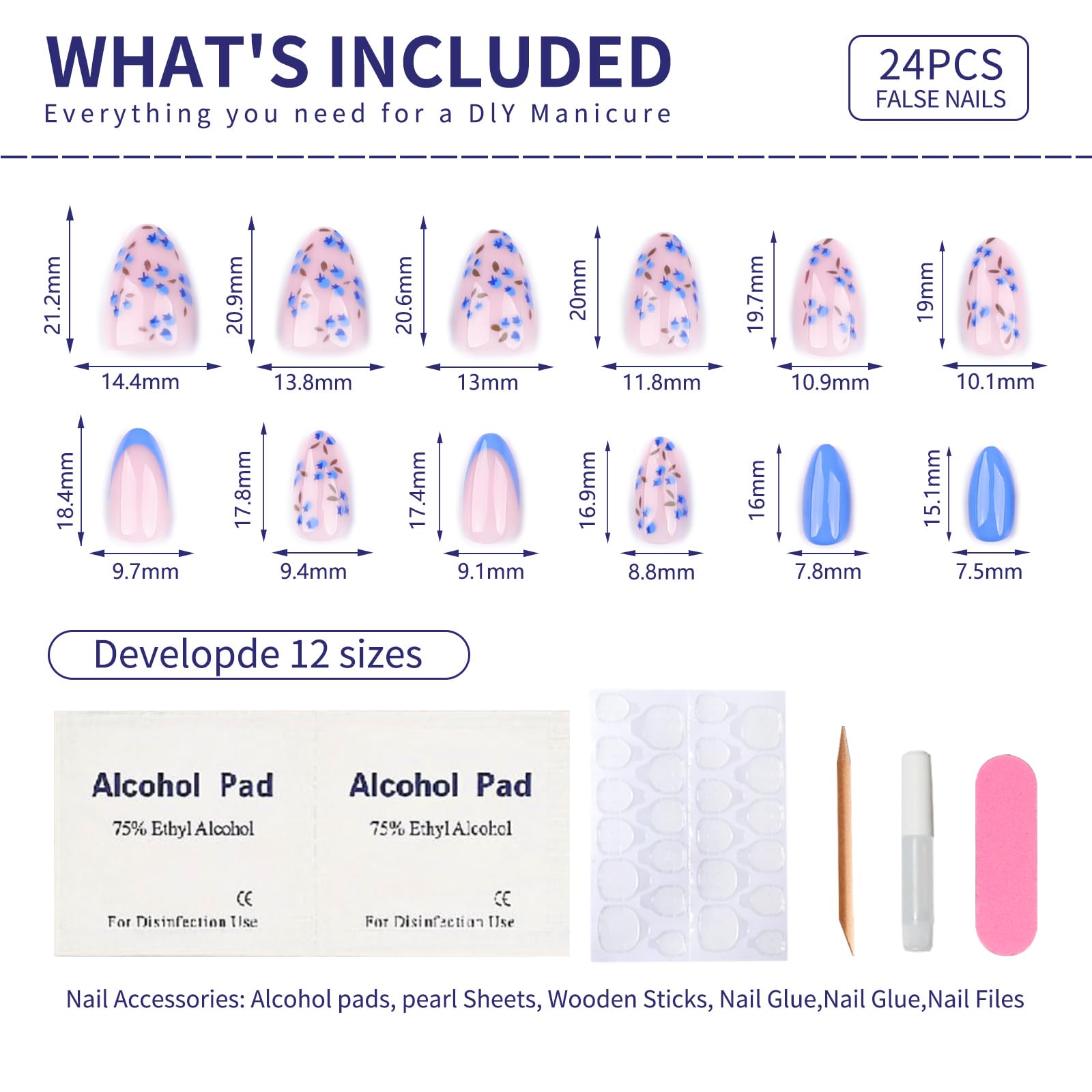 Summer French Press On Nails Short Almond, Cute Nude Pink Fake Nails with White French Tip & Brown Dot Detail, Glossy Gel Acrylic Stick On Nails, Perfect for Daily Wear & Gifts, New Packaging, 32PCS