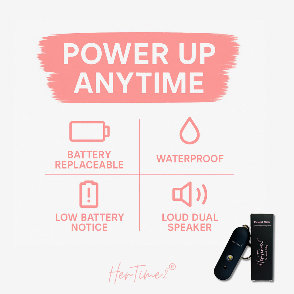 HerTime2 Personal Safety Alarm for Women - Loud Self Defense Siren, Waterproof Keychain with Strobe Light - Battery Powered, Rose Gold
