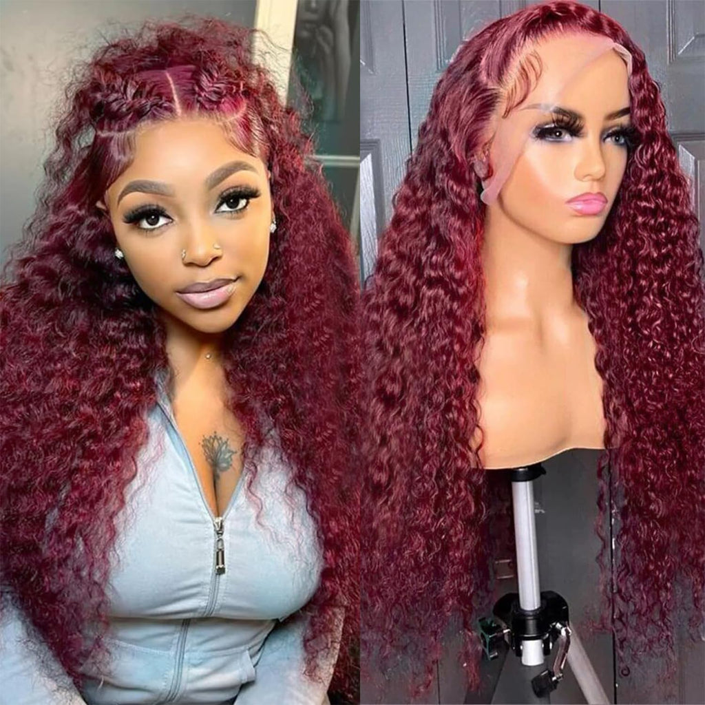 Nsvnsv 30 Inch 13x6 Deep Wave Lace Front Wigs Human Hair HD Full Lace Frontal Wigs Pre Plucked Bleached Knots 180% Density Deep Curly Human Hair Wig Natural Color