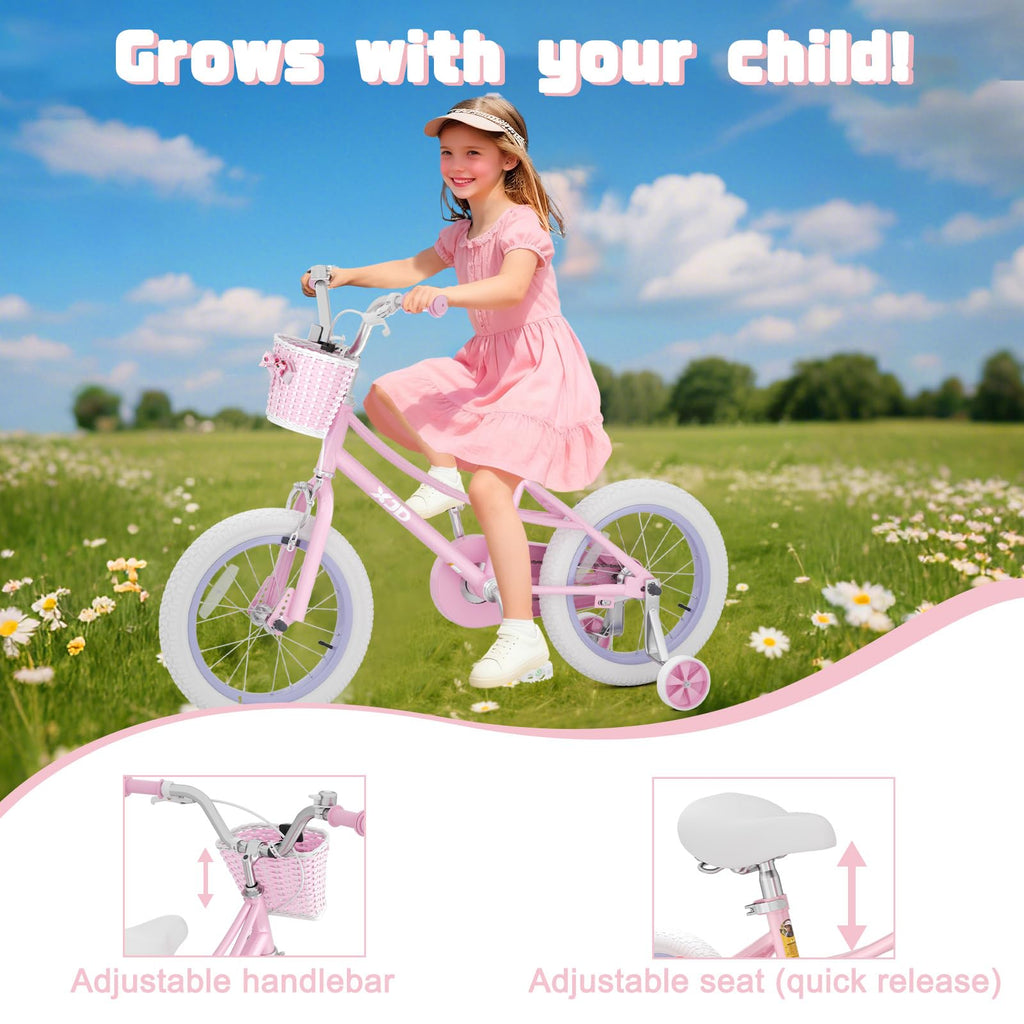 XJD Girls Bike for 2-12 Years Old Kids 12 14 16 20 Inch Toddler Bike,Retro Style Kids Bike with Training Wheels, 20 Inch Girl Bicycle with Kickstand