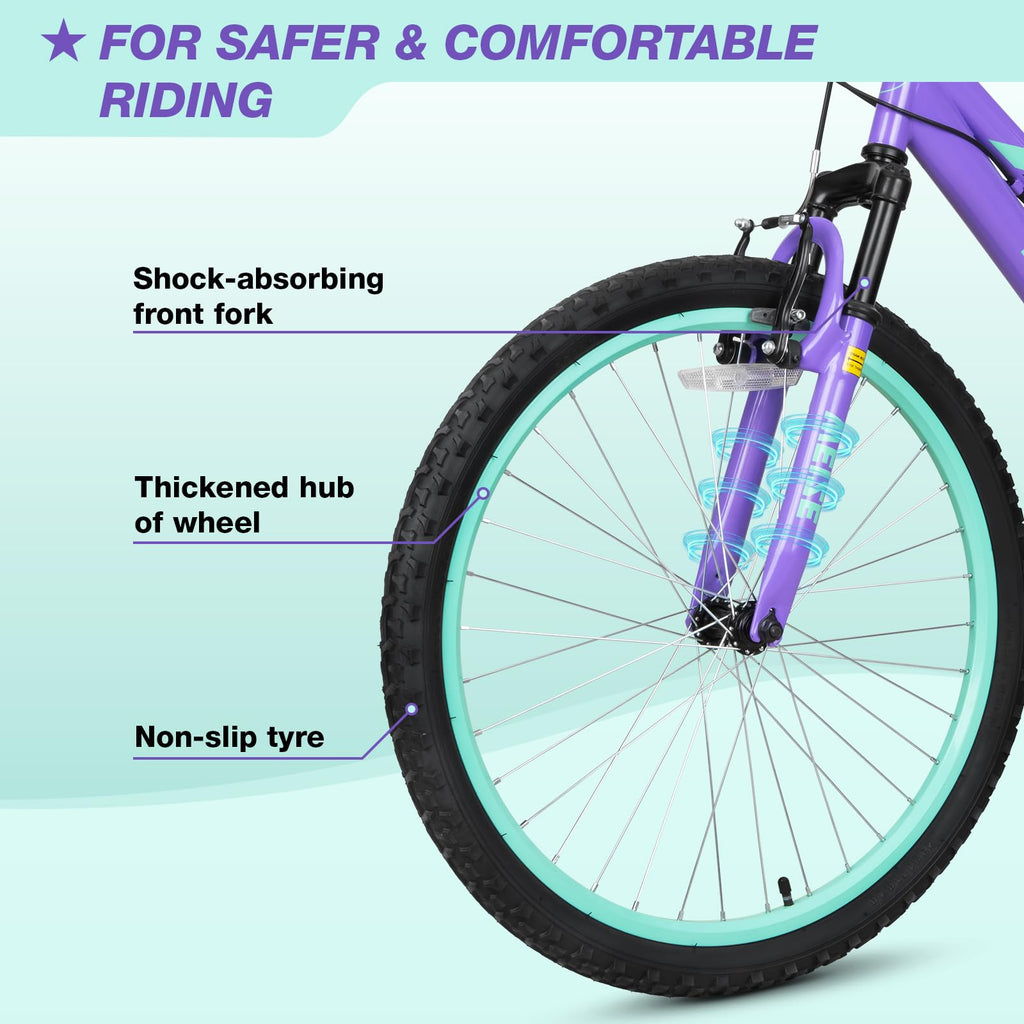 WEIZE 20 24 Inch Kids Mountain Bike,Kids Bike for Girls Age 6-14 Year Old,6 Speed Kid Bicycle with Front Suspension Fork,Adjustable Seat Height,High-Carbon Steel Frame,Ideal for Girl Adventurers