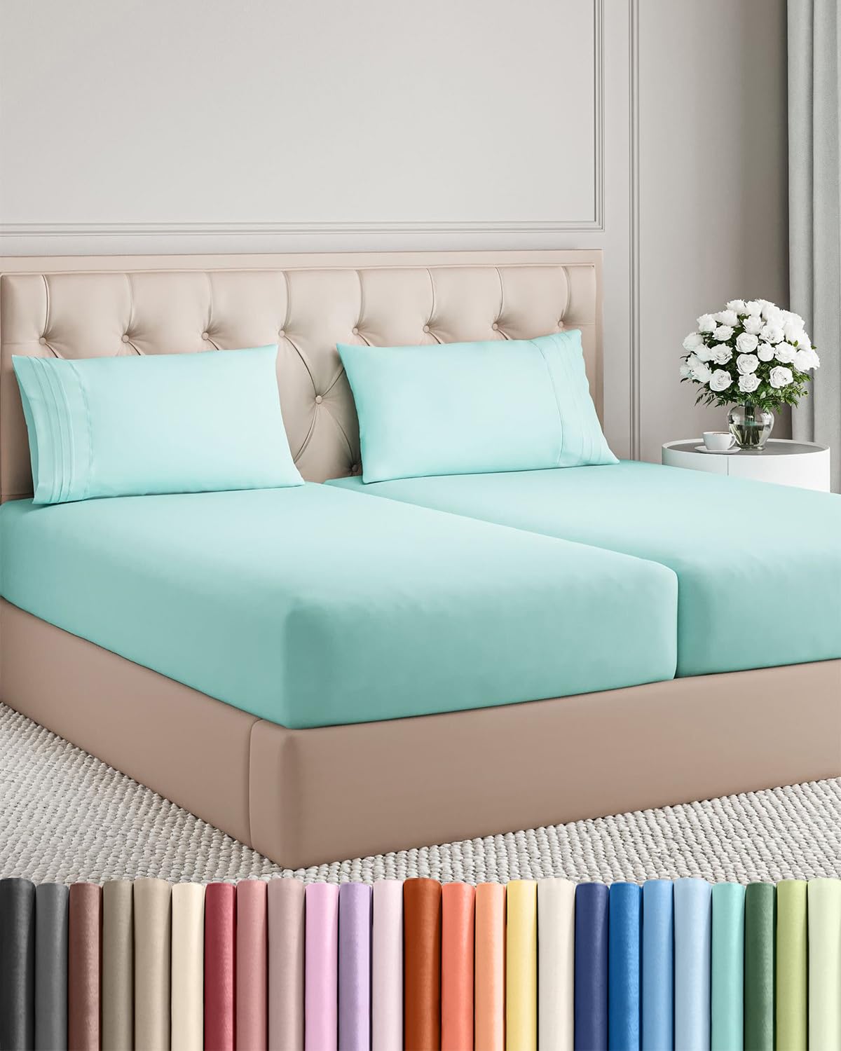 Queen Size 4 Piece Sheet Set - Comfy Breathable & Cooling Sheets - Hotel Luxury Bed Sheets for Women & Men - Deep Pockets, Easy-Fit, Extra Soft and Wrinkle Free Sheets - White Oeko-Tex Bed Sheet Set