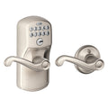 Schlage Plymouth Keypad Lock with Lever Handle, Electronic Keyless Door Entry, Auto‑Lock Enabled, Satin Chrome, FE575 PLY 626 ELA