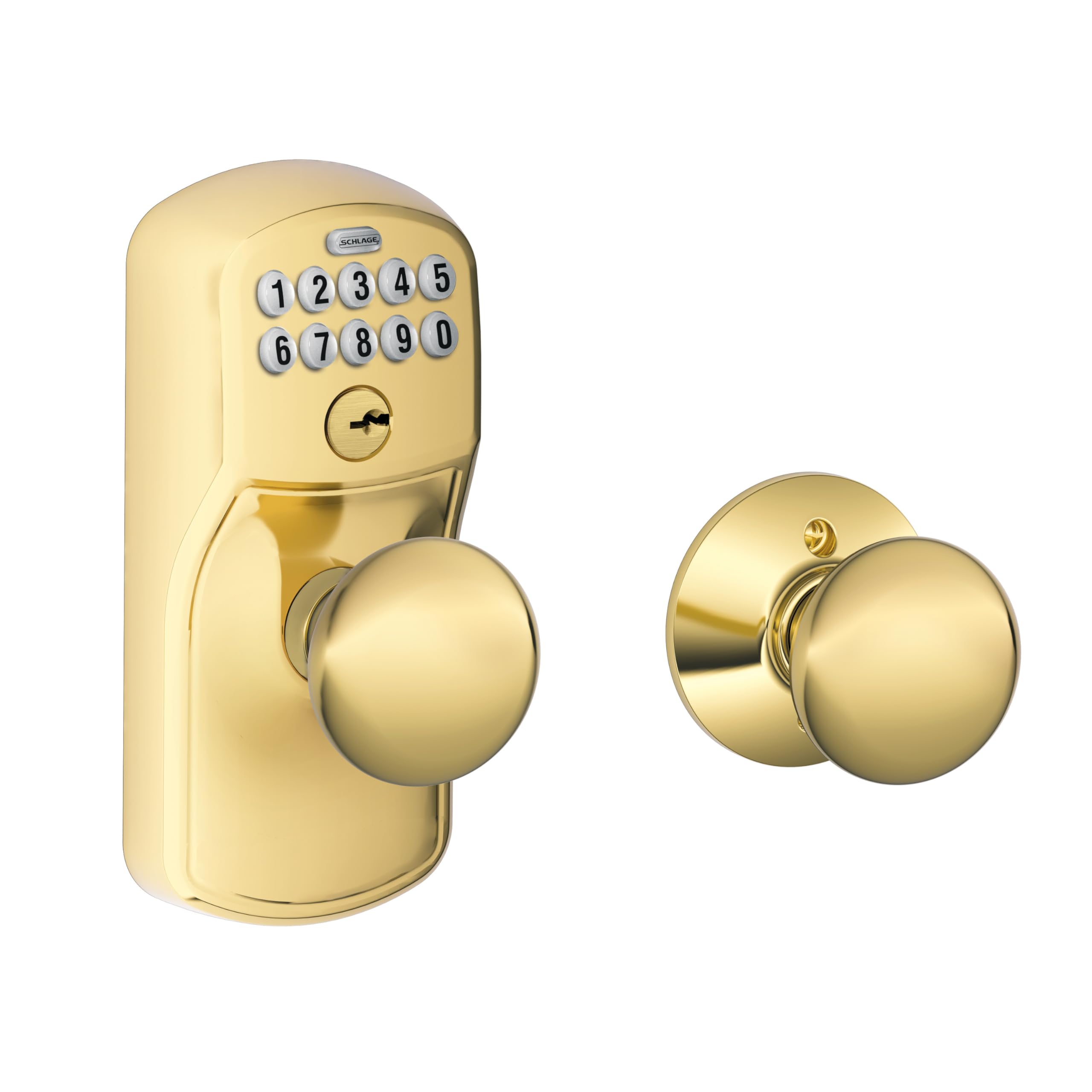 Schlage Plymouth Keypad Lock with Lever Handle, Electronic Keyless Door Entry, Auto‑Lock Enabled, Satin Chrome, FE575 PLY 626 ELA