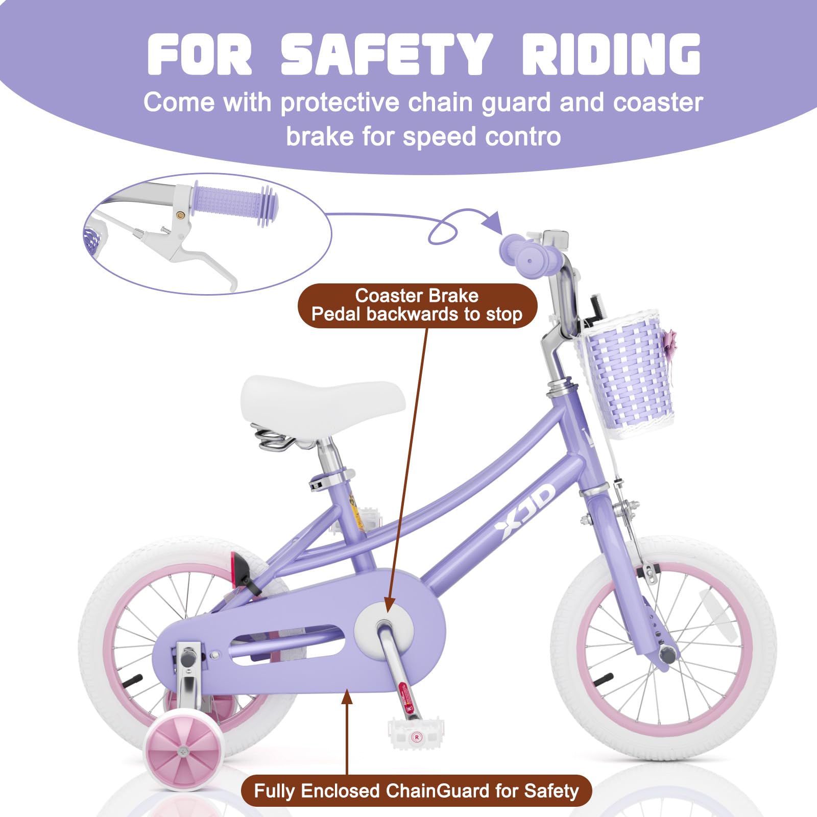 XJD Girls Bike for 2-12 Years Old Kids 12 14 16 20 Inch Toddler Bike,Retro Style Kids Bike with Training Wheels, 20 Inch Girl Bicycle with Kickstand