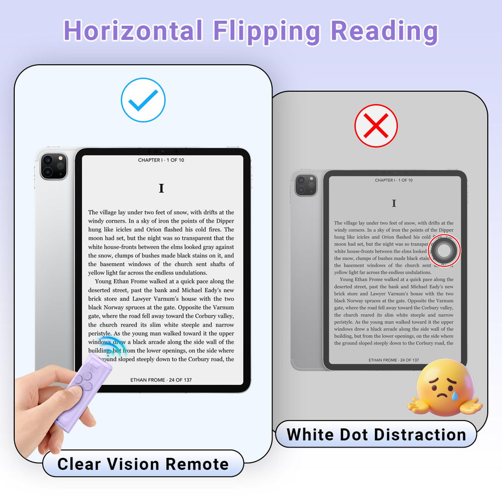 MILOUZ Remote Control Scrolling for Tiktok with Phone Stand,Page Turner for Kindle App E-Book,Bluetooth Camera Shutter Remote for iPhone, Android,iOS,iPad,Tablet (Purple)