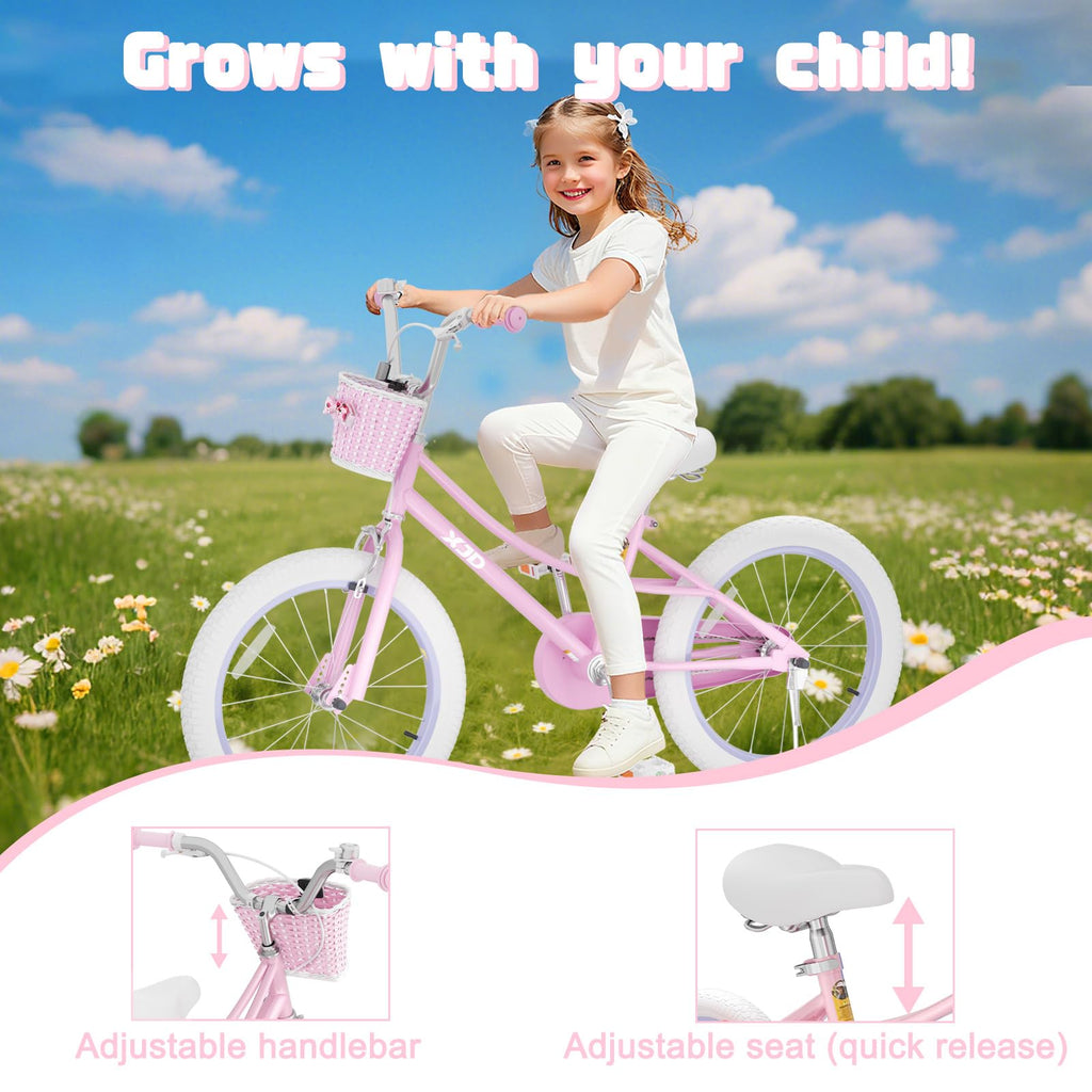 XJD Girls Bike for 2-12 Years Old Kids 12 14 16 20 Inch Toddler Bike,Retro Style Kids Bike with Training Wheels, 20 Inch Girl Bicycle with Kickstand