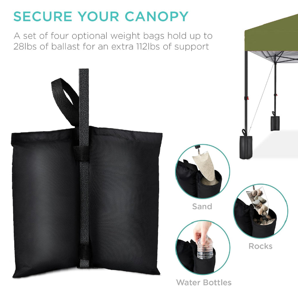 Best Choice Products 10x10ft Pop Up Canopy Tent with Sidewall, 1 Person 1 Minute Set Up, Carry Case, 4 Weight Bags - Pink/White