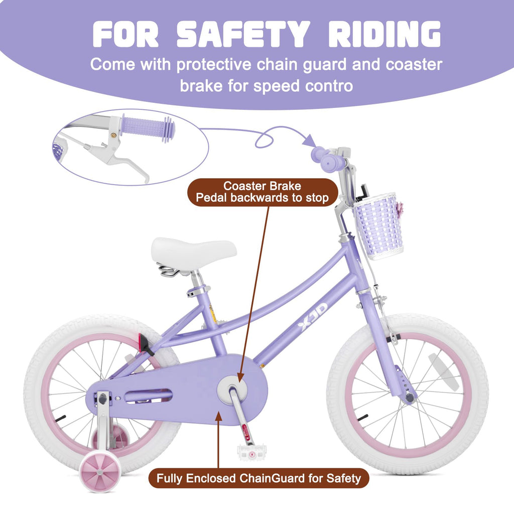 XJD Girls Bike for 2-12 Years Old Kids 12 14 16 20 Inch Toddler Bike,Retro Style Kids Bike with Training Wheels, 20 Inch Girl Bicycle with Kickstand
