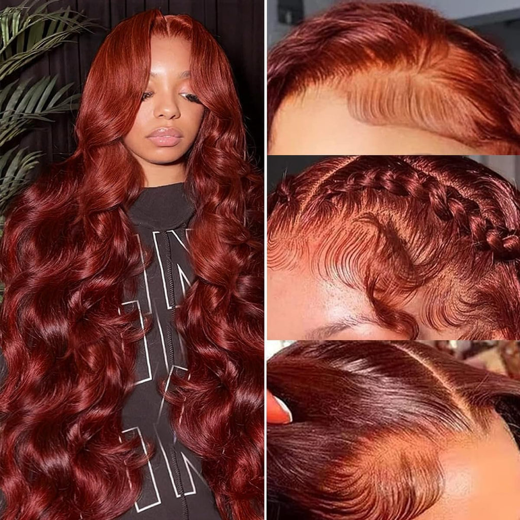 QZOQZO 28 Inch 99j Burgundy Lace Front Wigs Human Hair Red Burgundy Wig 180% Density 13x6 Body Wave Lace Front Wigs Pre Plucked Glueless Lace Front Wigs Human Hair for Women