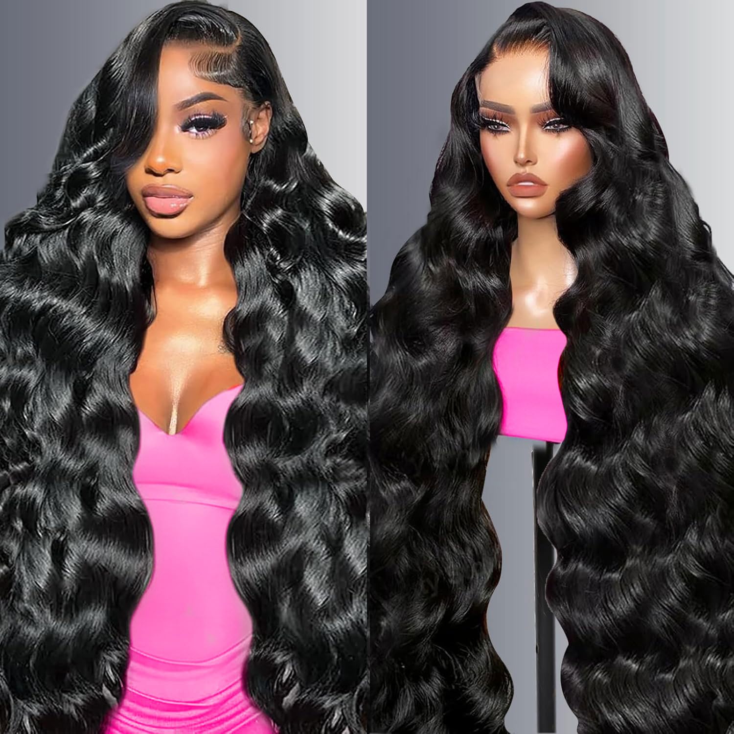 30 Inch 13x6 Body Wave Lace Front Wigs Human Hair Pre Plucked 220% Density Thick Real Virgin Human Hair Wig Invisilbe Hairline Tiny Knots Body Wave HD Lace Frontal Wigs 3X Longer Lifespan