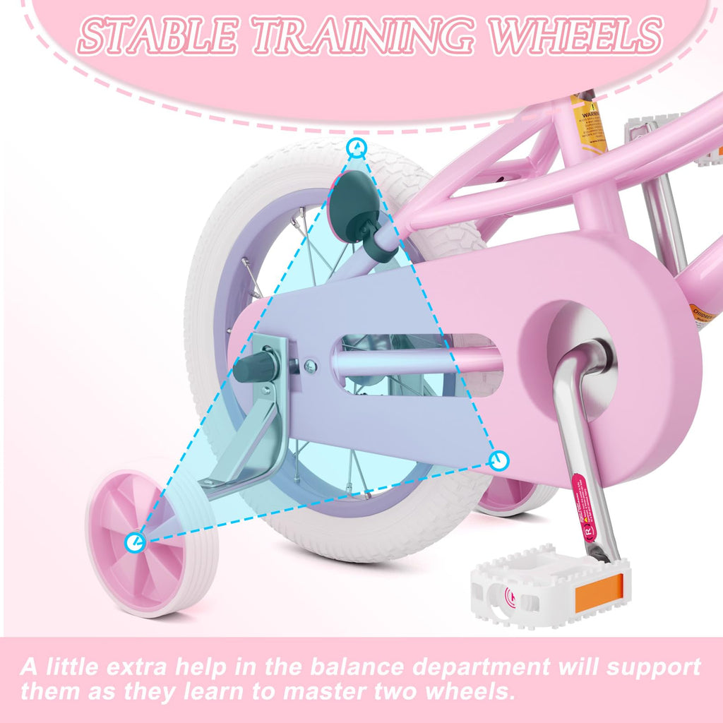 XJD Girls Bike for 2-12 Years Old Kids 12 14 16 20 Inch Toddler Bike,Retro Style Kids Bike with Training Wheels, 20 Inch Girl Bicycle with Kickstand