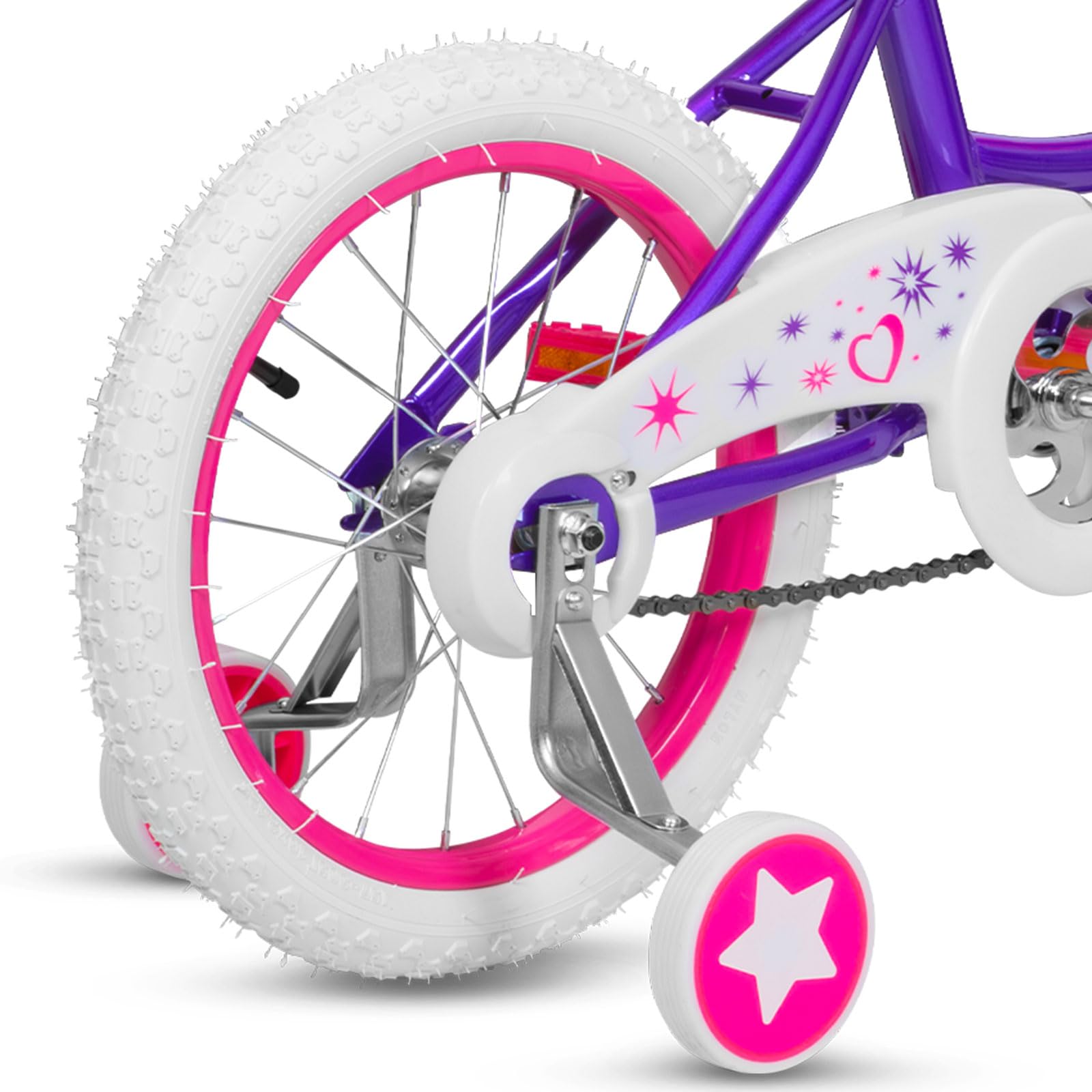 WEIZE Girls Bike for 3-12 Years Old Kids, 14 16 20 Inch Kids Bike with Training Wheels, Streamers, Basket and Doll Seat, Children Bicycles with Coaster Brake, Multiple Colors