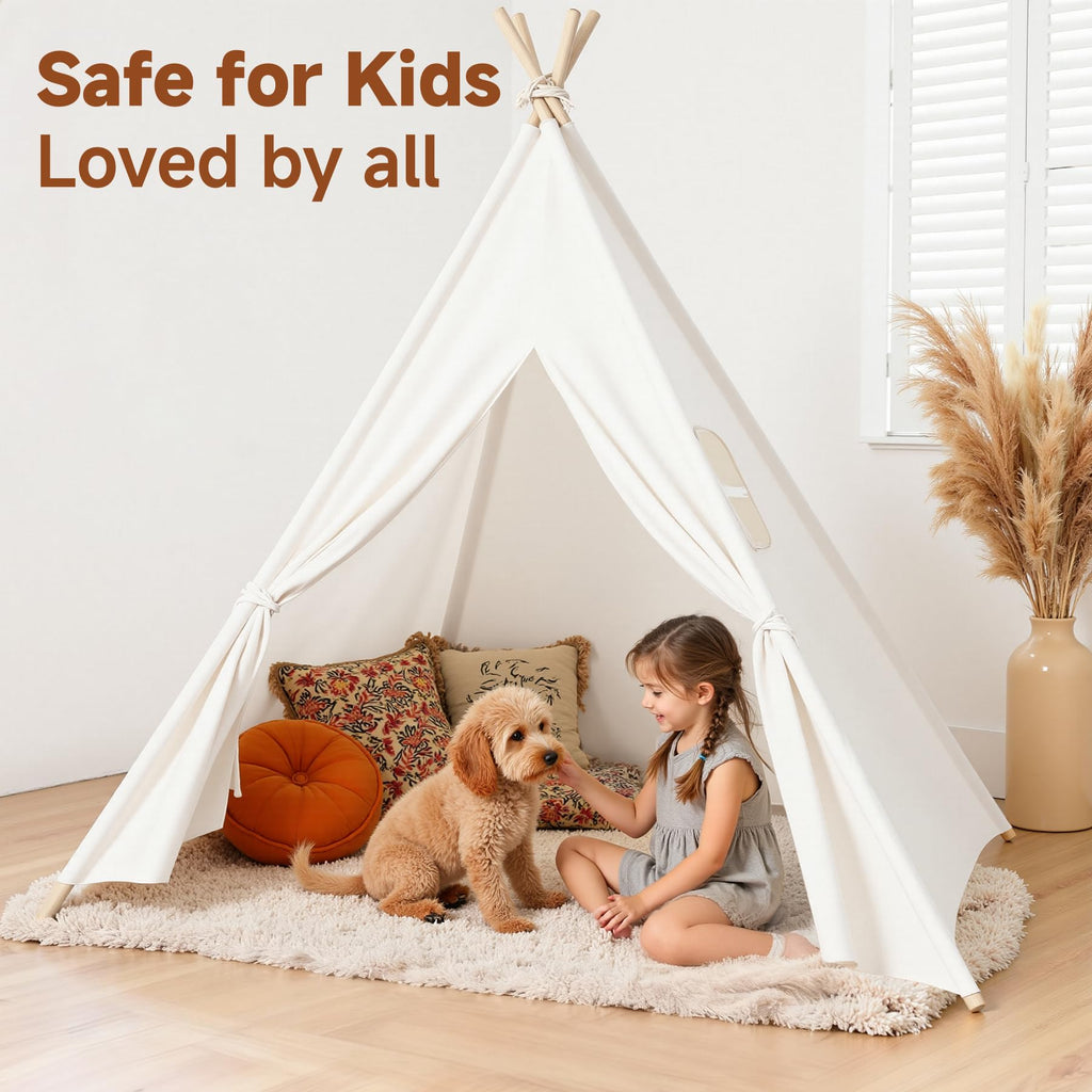 Kids Teepee Tent for Kids, Kid Play Tents for Girls & Boys, Gifts Playhouse for Indoor Outdoor Games, Toddler Toys House for Baby (Tee Pee for Child)