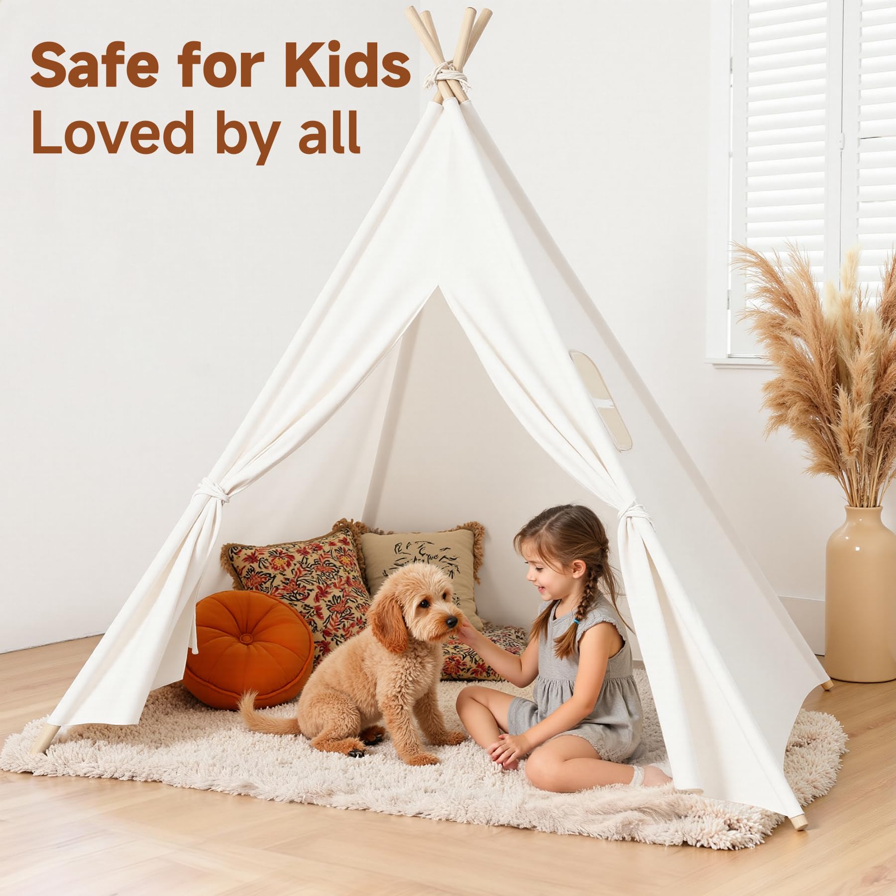Kids Teepee Tent for Kids, Kid Play Tents for Girls & Boys, Gifts Playhouse for Indoor Outdoor Games, Toddler Toys House for Baby (Tee Pee for Child)