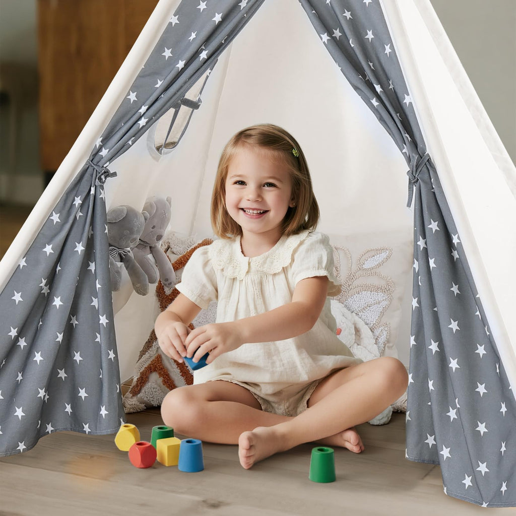 Kids Teepee Tent for Kids, Kid Play Tents for Girls & Boys, Gifts Playhouse for Indoor Outdoor Games, Toddler Toys House for Baby (Tee Pee for Child)