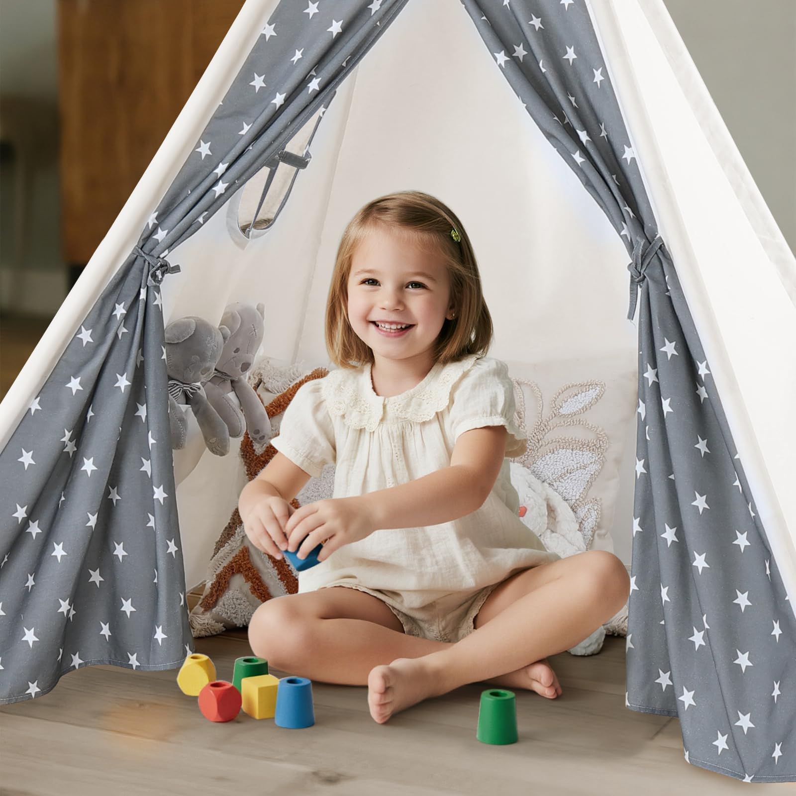 Kids Teepee Tent for Kids, Kid Play Tents for Girls & Boys, Gifts Playhouse for Indoor Outdoor Games, Toddler Toys House for Baby (Tee Pee for Child)