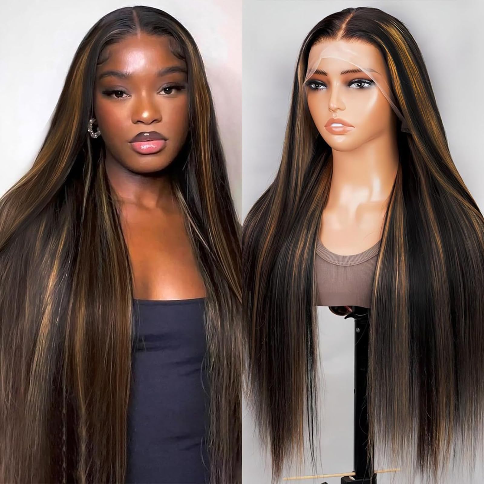 Fiumer Burgundy Wig Human Hair 28inch 13x6 HD Transparent Lace Straight 99J Red Human Hair Wig Colored Reddish Brown Lace Frontal Wigs 180% Density Pre Plucked