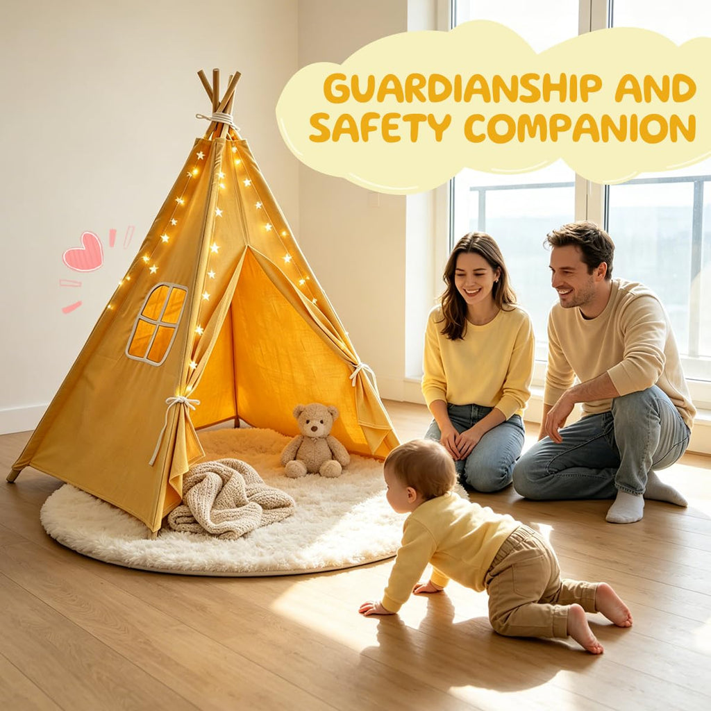 6 Pack Teepee Tent for Kids,Collapsible Kids Teepee Tent with 10 Ft String Lights,White Kid Teepee Boys Girls Indoor Outdoor Slumber Party Sleepover Party