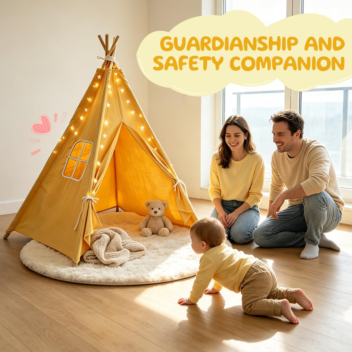 6 Pack Teepee Tent for Kids,Collapsible Kids Teepee Tent with 10 Ft String Lights,White Kid Teepee Boys Girls Indoor Outdoor Slumber Party Sleepover Party