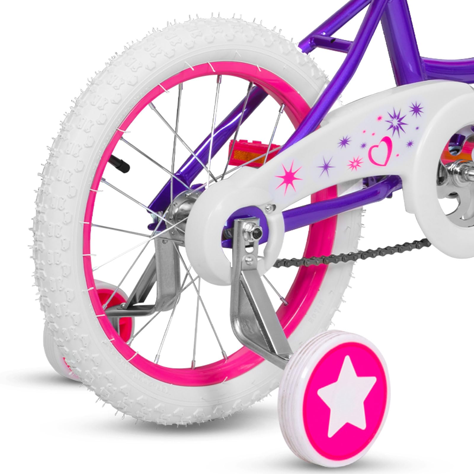 WEIZE Girls Bike for 3-12 Years Old Kids, 14 16 20 Inch Kids Bike with Training Wheels, Streamers, Basket and Doll Seat, Children Bicycles with Coaster Brake, Multiple Colors