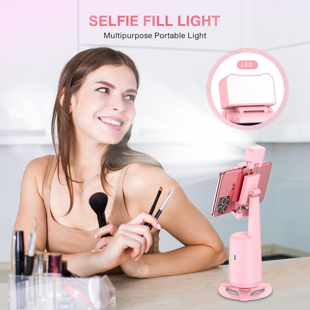 Auto Face Tracking Tripod 360° Rotating Cell Phone Photo and Video Kits Stand, No App, Camera Stand with Remote and Gesture Control, Rechargeable Smart Shooting Stand for Live Recording Tiktok（Black）