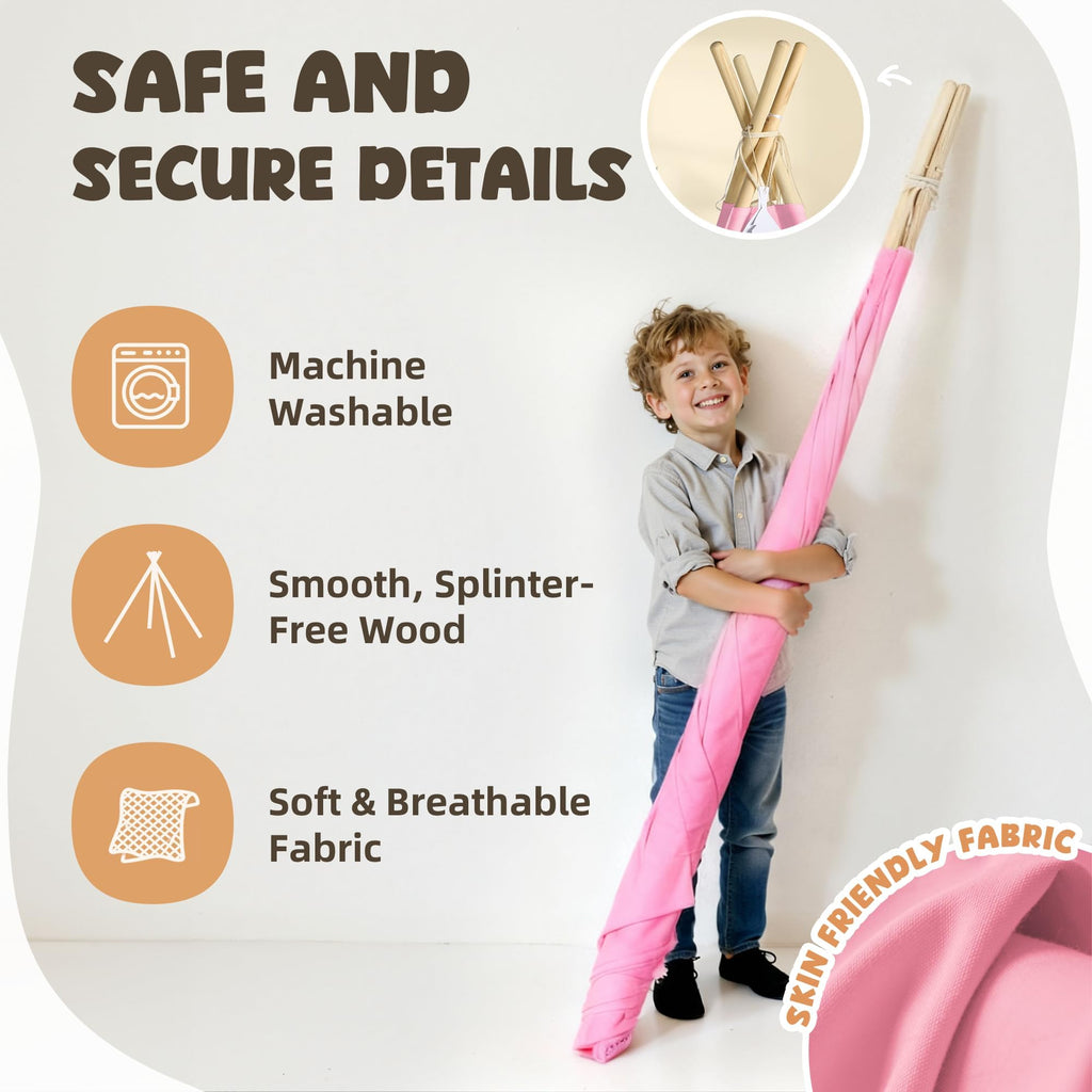 Kids Teepee Tent for Kids, Kid Play Tents for Girls & Boys, Gifts Playhouse for Indoor Outdoor Games, Toddler Toys House for Baby (Tee Pee for Child)