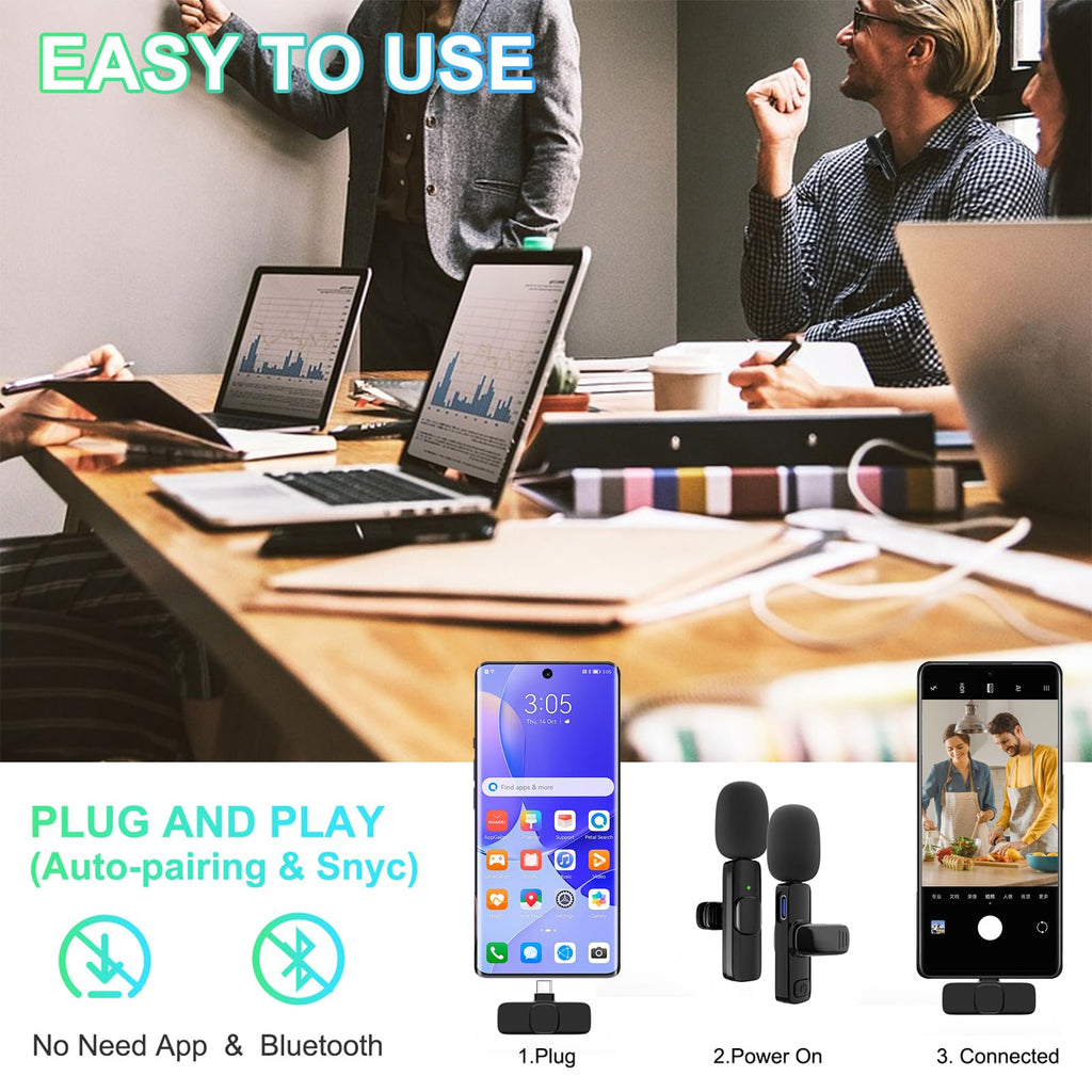 JUDKIOM 2 Pack Wireless Lavalier Microphone for iPhone, Professional Lapel Mics, Wireless Mic Plug-Play, Lapel Microphone for Video Recording Interview Vlog YouTube TikTok(for iPhone 14 and Below)