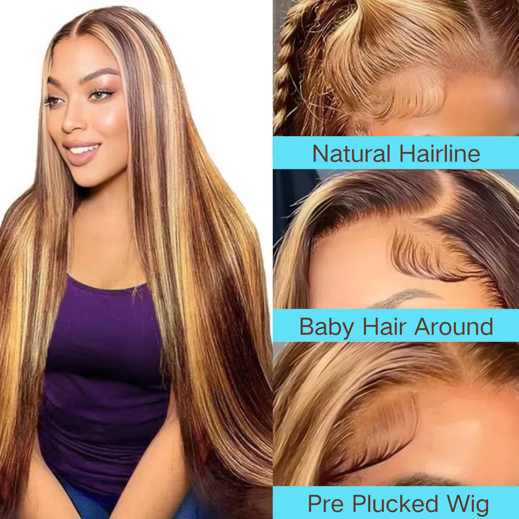 GZX 26 Inch 613 Lace Front Wig Human Hair 13X4 Blonde Straight HD Transparent Lace Frontal Wigs Human Hair Pre Plucked with Baby Hair 180% Density Blonde Glueless Wigs Human Hair