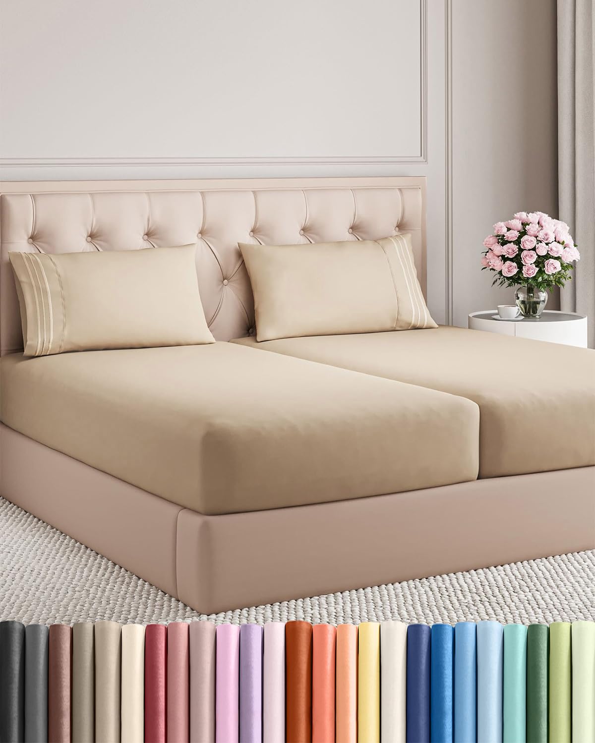 Queen Size 4 Piece Sheet Set - Comfy Breathable & Cooling Sheets - Hotel Luxury Bed Sheets for Women & Men - Deep Pockets, Easy-Fit, Extra Soft and Wrinkle Free Sheets - White Oeko-Tex Bed Sheet Set