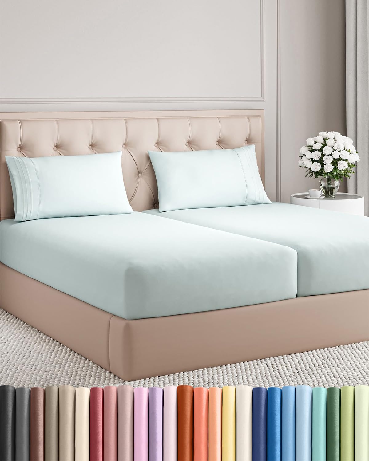 Queen Size 4 Piece Sheet Set - Comfy Breathable & Cooling Sheets - Hotel Luxury Bed Sheets for Women & Men - Deep Pockets, Easy-Fit, Extra Soft and Wrinkle Free Sheets - White Oeko-Tex Bed Sheet Set
