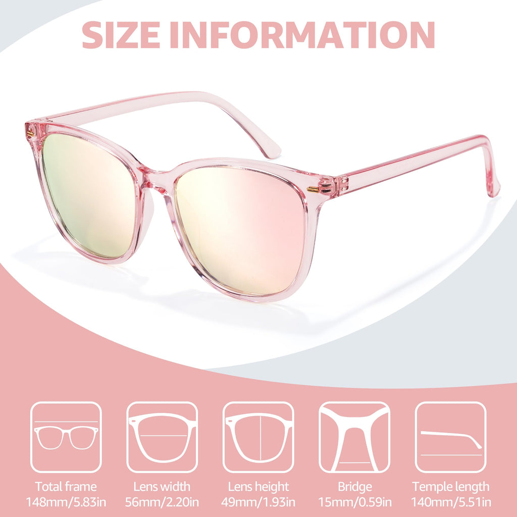 Myiaur Polarized Sunglasses for Women, Square Mirrored Trendy Shades with UV Protection Reduce Glare Sun Glasses