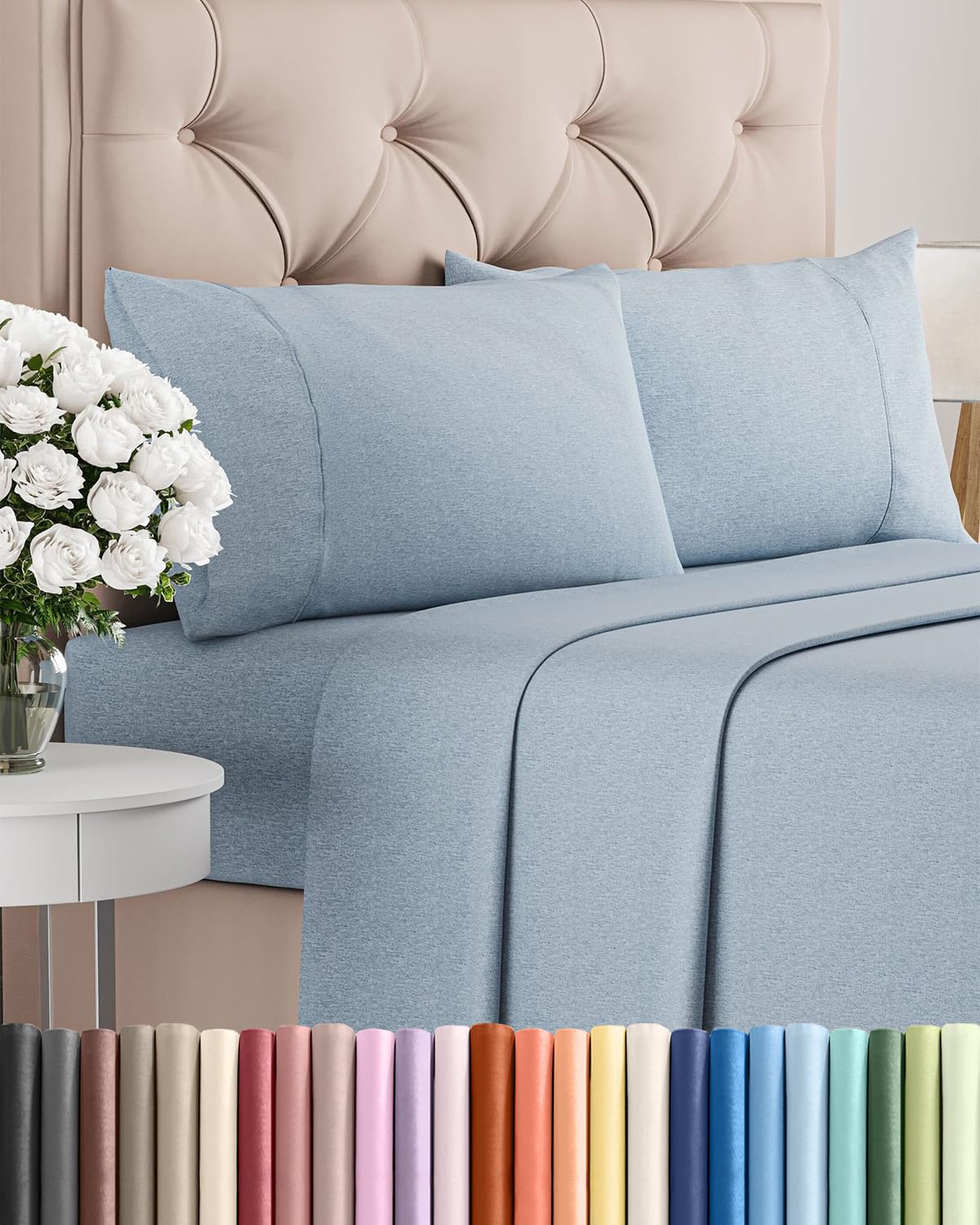 Queen Size 4 Piece Sheet Set - Comfy Breathable & Cooling Sheets - Hotel Luxury Bed Sheets for Women & Men - Deep Pockets, Easy-Fit, Extra Soft and Wrinkle Free Sheets - White Oeko-Tex Bed Sheet Set