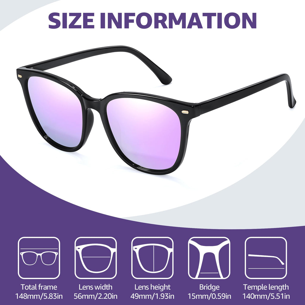 Myiaur Polarized Sunglasses for Women, Square Mirrored Trendy Shades with UV Protection Reduce Glare Sun Glasses