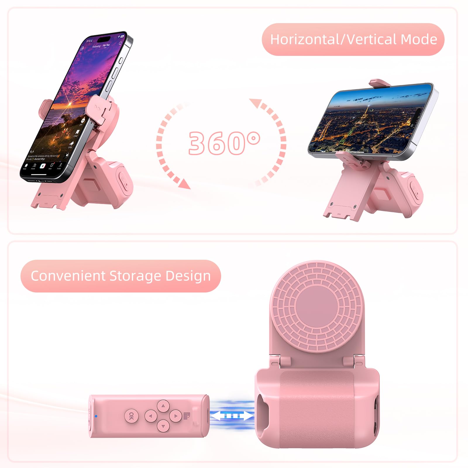 MILOUZ Remote Control Scrolling for Tiktok with Phone Stand,Page Turner for Kindle App E-Book,Bluetooth Camera Shutter Remote for iPhone, Android,iOS,iPad,Tablet (Purple)