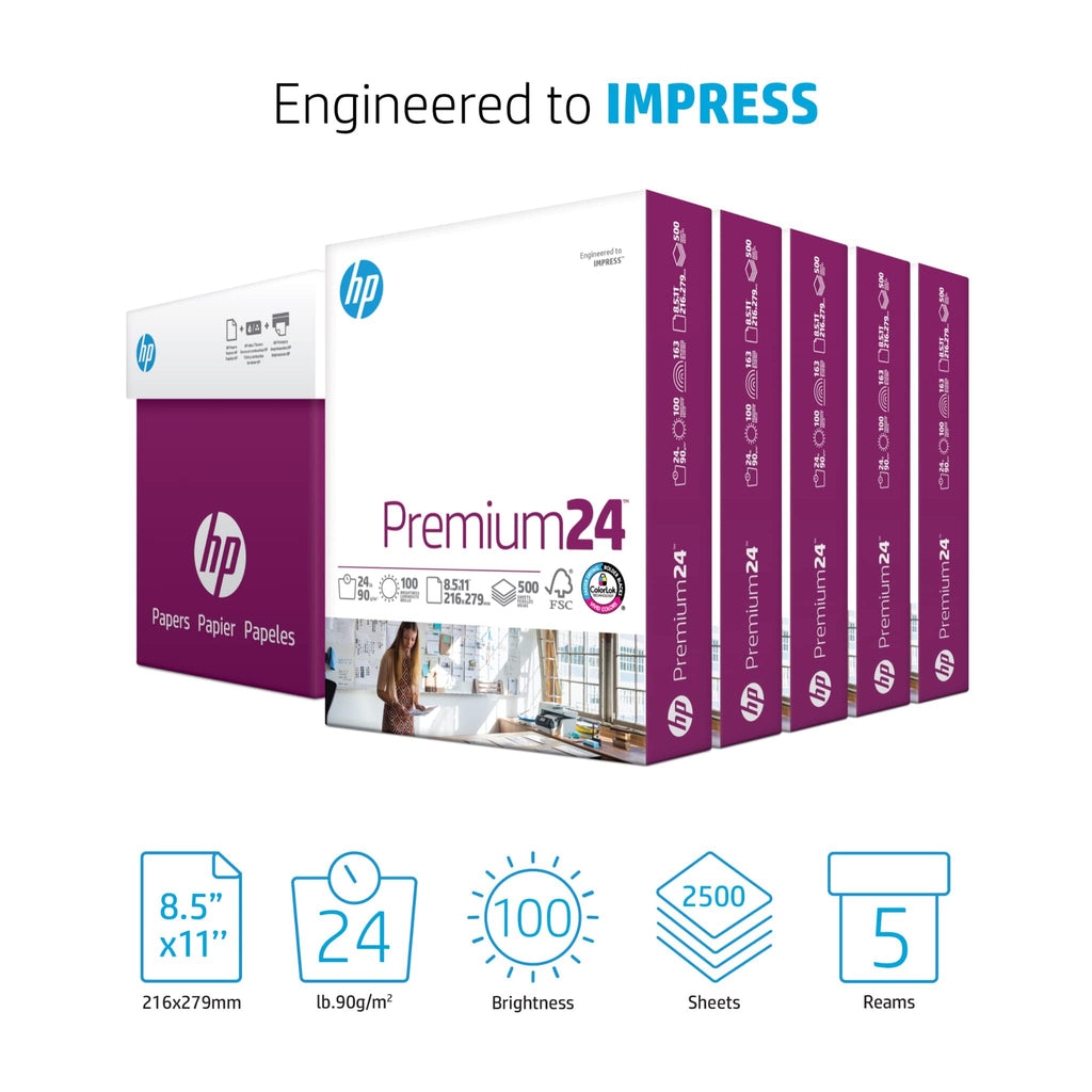 HP Paper Printer | 8.5 x 11 Paper | Premium 32 lb | 1 Ream - 500 Sheets | 100 Bright | Made in USA - FSC Certified | 113100R