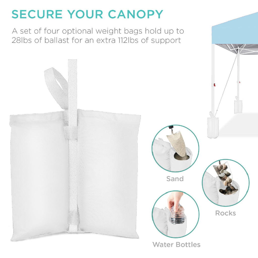 Best Choice Products 10x10ft Pop Up Canopy Tent with Sidewall, 1 Person 1 Minute Set Up, Carry Case, 4 Weight Bags - Pink/White