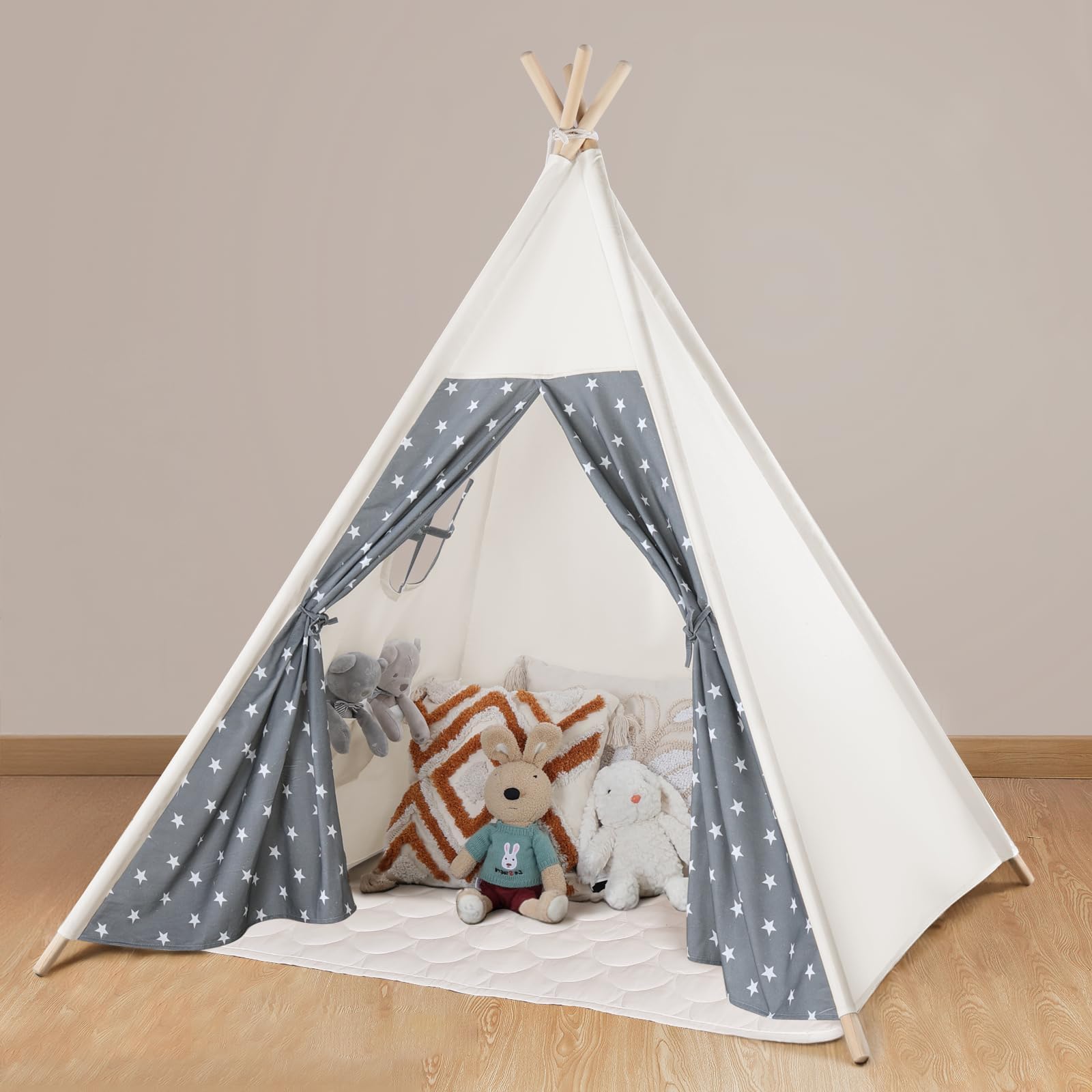 Kids Teepee Tent for Kids, Kid Play Tents for Girls & Boys, Gifts Playhouse for Indoor Outdoor Games, Toddler Toys House for Baby (Tee Pee for Child)